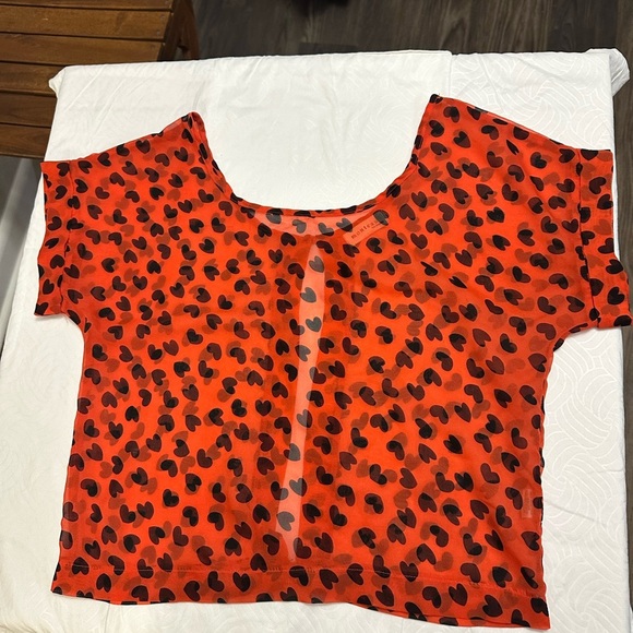 Red and Black Sheer Women's Top - Picture 3 of 7